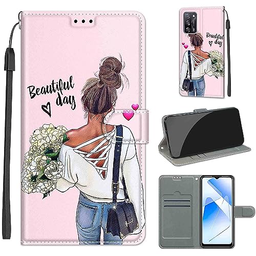 Funda para OPPO A55 5G, Carcasa OPPO A54 4G Libro con Tapa de Cuero Piel Billetera Case Flip Cover con Kickstand, Hebilla Magnetica, Ranuras Tarjetas Carcasa para OPPO A16 4G / A53s 5G / OPPO A54s