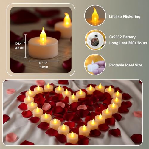 12 Stück Led Teelichter- Led Kerzen flackernde flamme，realistische elektrische flackernde batteriebetriebene kerzen mit warmem gelbem für… – Ansicht 4