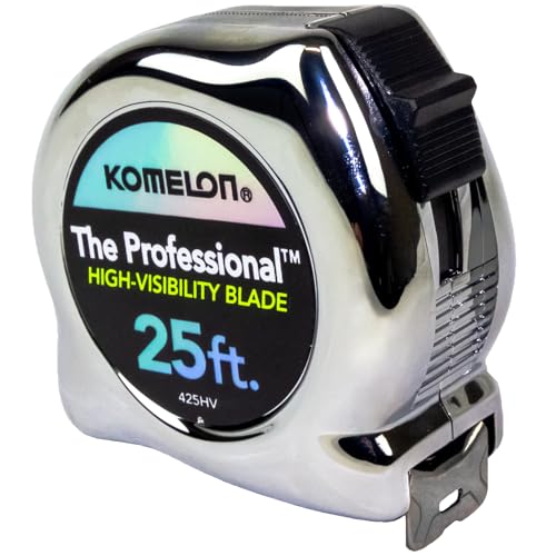 Komelon 425HV High-Visibility Professional Tape Measure, 25-Feet by 1-Inch, Chrome