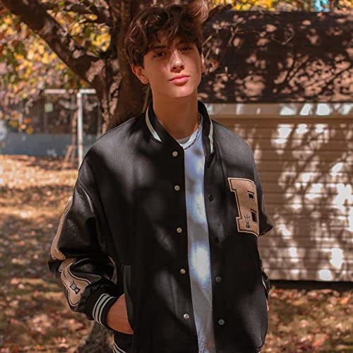 Vamtac Mens Varsity Baseball Jacket Bomber Coats Cotton Fur Jackets Streetwear With Pocket #TOP2