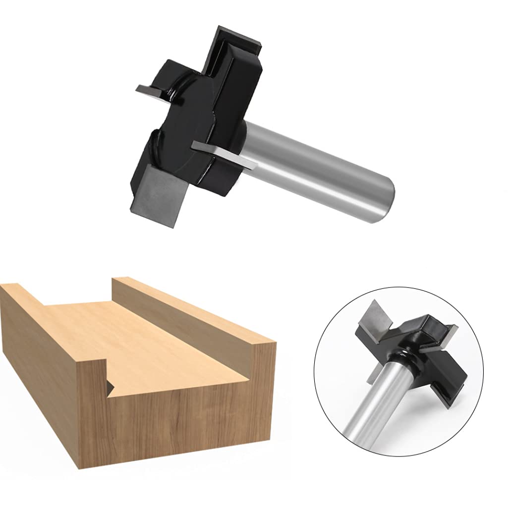 Fresa a T Scanalatura a T, diametro di taglio da 2 pollici, gambo da 12 mm, 4 flauti fresa per piallatura, fresa per smussatura, fresa per superficie, fresa per pannelli, fresa per legno