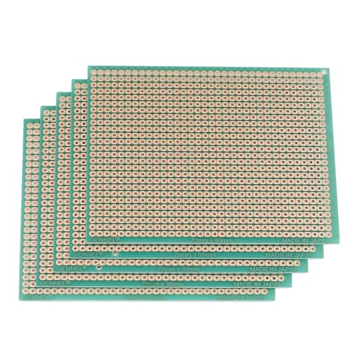 GENNEL 5pcs DIY Soldering Prototype Copper PCB Printed Circuit Board 70mm x 90mm Stripboard