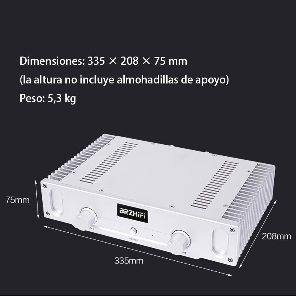 A1S Amplificador Estéreo Clase A Pura 20W x 2, 2 Canales (Plata) | Circuito clásico de referencia | Compatible con altavoces de escritorio y de estantería