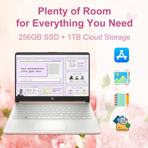Image of HP Ultrabook Laptop for Students and Business • Office 365 & Copilot AI • Intel CPU • 1.1TB Storage (1TB OneDrive and 128GB SSD) • 16GB RAM • Windows 11 w /o Mouse