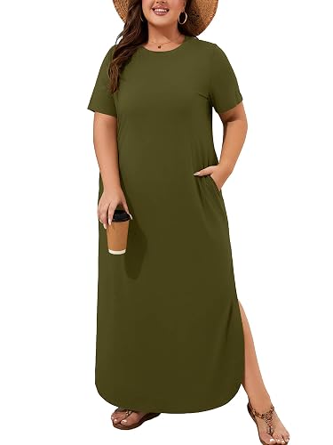 AusLook Plus Size Maxi Dresses for Women Summer Casual Long