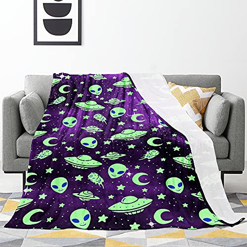 Fleece Throw Blanket - Lightweight Soft Warm Comfort Blankets For Couch Bed Sofa And Home Decor Blankets For All Seasons,60" X80",Alien Galaxy #TOP26
