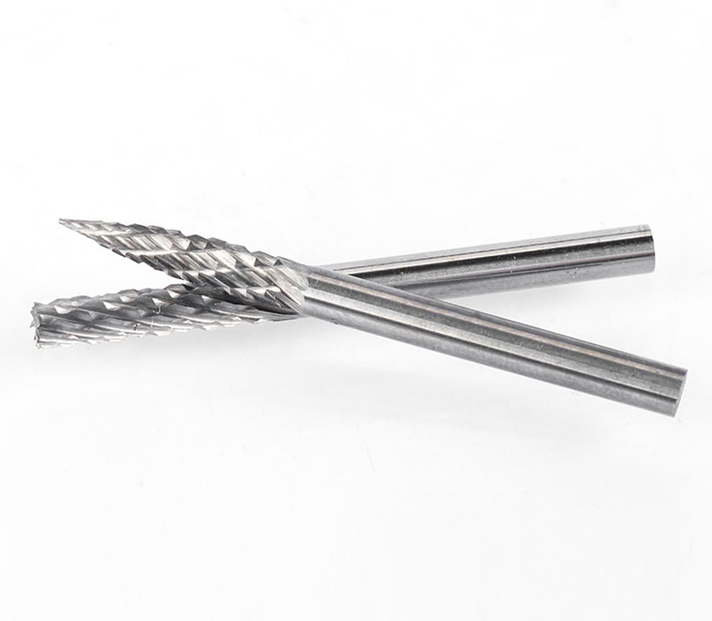 HUHAO Rotary Burs Tungsten Carbide Double Cut Rotary Burr Set Rotary Cutter for Drill Die Grinder Carving Bit 1/8 Shank 10PCS