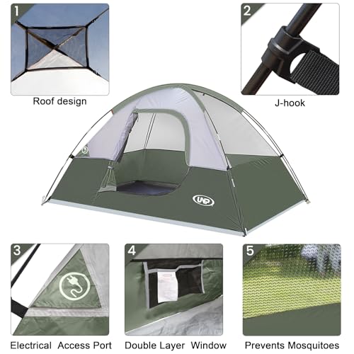 Image of Camping Tent 2-4 Person, Waterproof Windproof Tent with Rainfly Easy Set up-Portable Dome Tents for Camping