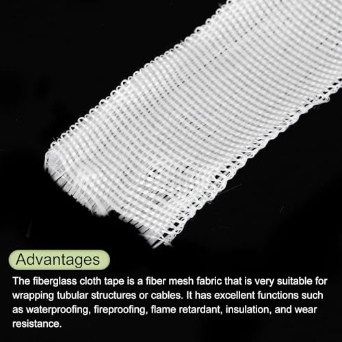 Image of MECCANIXITY Fiberglass Cloth Tape Fiberglass Mesh Glass Fiber Mesh Woven Fiberglass Fabrics Insulation Tape 30m(33 Yard) x25mmx0.17mm for Reinforcement Repair