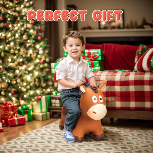 Image of VangeBow Inflatable Horse for Toddlers from 1 to 3, Inflatable Toy for Children Aged 1 2 3 4 5 Years First Birthday Gift Soft Play Equipment for Indoor Outdoor
