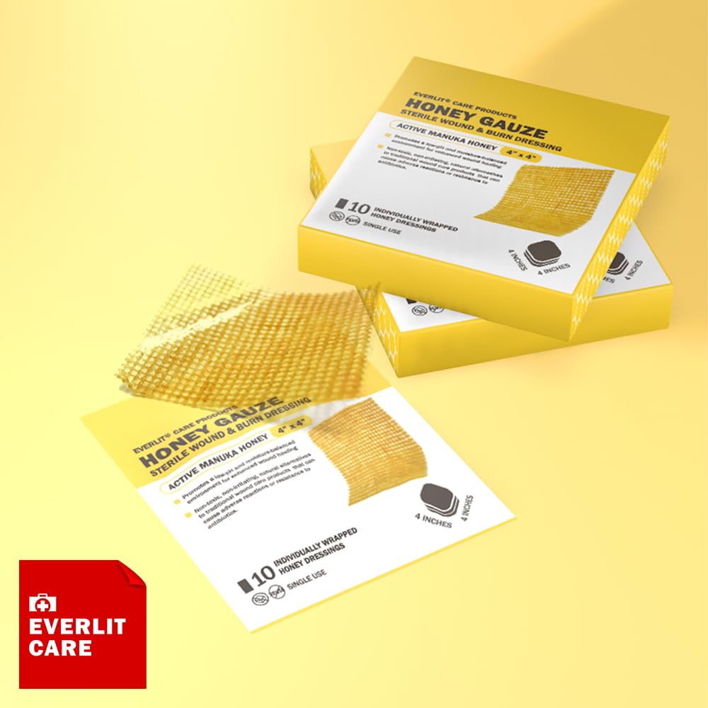 EVERLIT CARE Manuka Honey Dressing | Sterile Non-Adhesive Pads with Unadulterated Medical-Grade Honey | Advanced Healing for Burn, Chronic Wound, Donor Sites, Pressure & Diabetic Ulcer (4" Gauze) — Amazon image 6