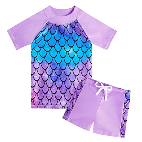 Image of Girls Swimsuits 3 Piece Tankini Bathing Suit Set Cute Bikini Swimwear with Cover Ups Beach Skirt 5-16 Years