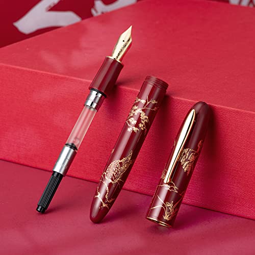 Stylo plume lapin rouge extra fin Hongdian N23 avec convertisseur d'encre - 6