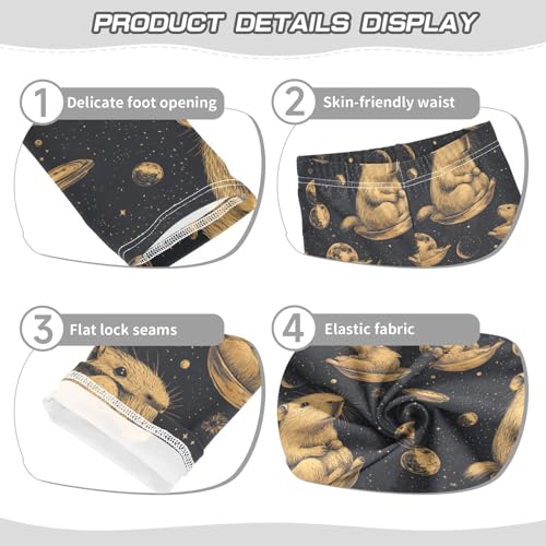 Boccsty Capybara Space Planet Girls Leggings Kids Yoga Pants Dance Active Tights 4T3