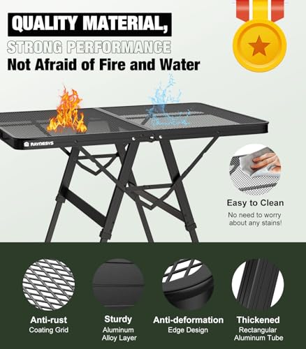 image for Raynesys Foldable Grill Table with Mesh Desktop, 200lbs 3Ft Portable F