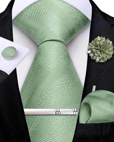 Image of DiBanGu Silk Pre-tied Ties for Men Formal Adjustable Necktie Set