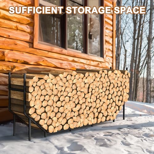 Ebeneze FIREWOOD HOLDER 5.9Ft Firewood Rack Holder, Outdoor Indoor Heavy Duty Metal Wood Stand thumb #4