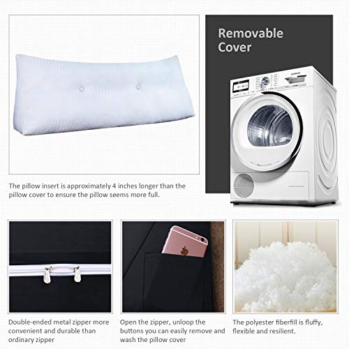 Bncktrd College Dorm Room Headboard Pillow Twin Xl Bed Wedge Bolsters Back Support Backrest Cushion For Reading Working Sitting On Bed Daybed Couch Bunk Bed Rest Pillow Velvet Black #TOP2