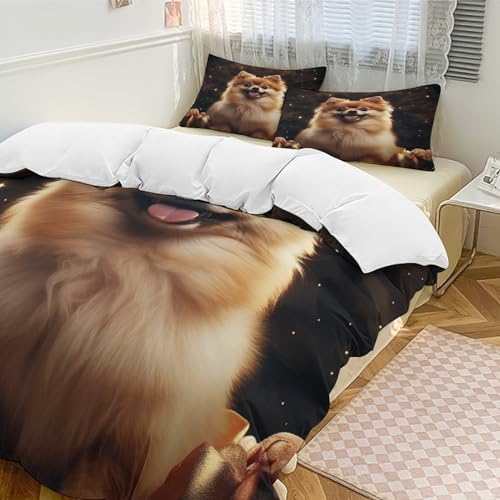 Housse de couette motif chien king size抗过敏微纤维三件套带拉链适用于儿童青少年