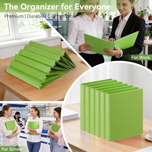 Image of SUIN 1 Inch 3 Ring Binder, Clear 1'' View Presentation Binders with 2 Pockets, Fits 8.5 x 11 Letter Size, Durable Polypropylene, Non-Stick & PVC-Free for School, Office & Home (Kelly Green)