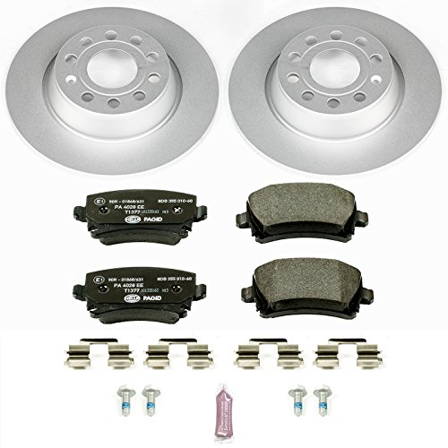Image of PowerStop Euro-Stop Fully Coated Rear Brake Kit For Volkswagen Eos 2007-09 |Passat 2010 |Tiguan 2011-17 |Tiguan Limited 2017-18 - ECE-R90 Certified Brake Pads + Disc Rotor Upgrade, ESK5662
