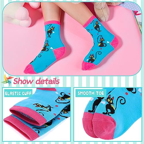Image of EBMORE Kids Girls Boys Socks Cotton Crew Cute Animal Pattern Fashion Fun Novelty Socks 6 Pack