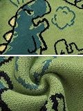 Aelfric Eden Damski uroczy kreskówkowy sweter z grafiką dinozaura Y2k bluza z okrągłym dekoltem z długim rękawem dzianinowy pulower jumper vintage nadruk luźne estetyczne swetry, 02zielony, 5 UK