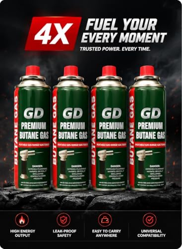 Image of Gadget Deals Pack of 4-225g Each- Camping Gas Cylinder - Butane Gas Can - Butane Gas | Butane Gas Refill -Flame Portable liquefied - Butane Gas Canister | emergencey Gas