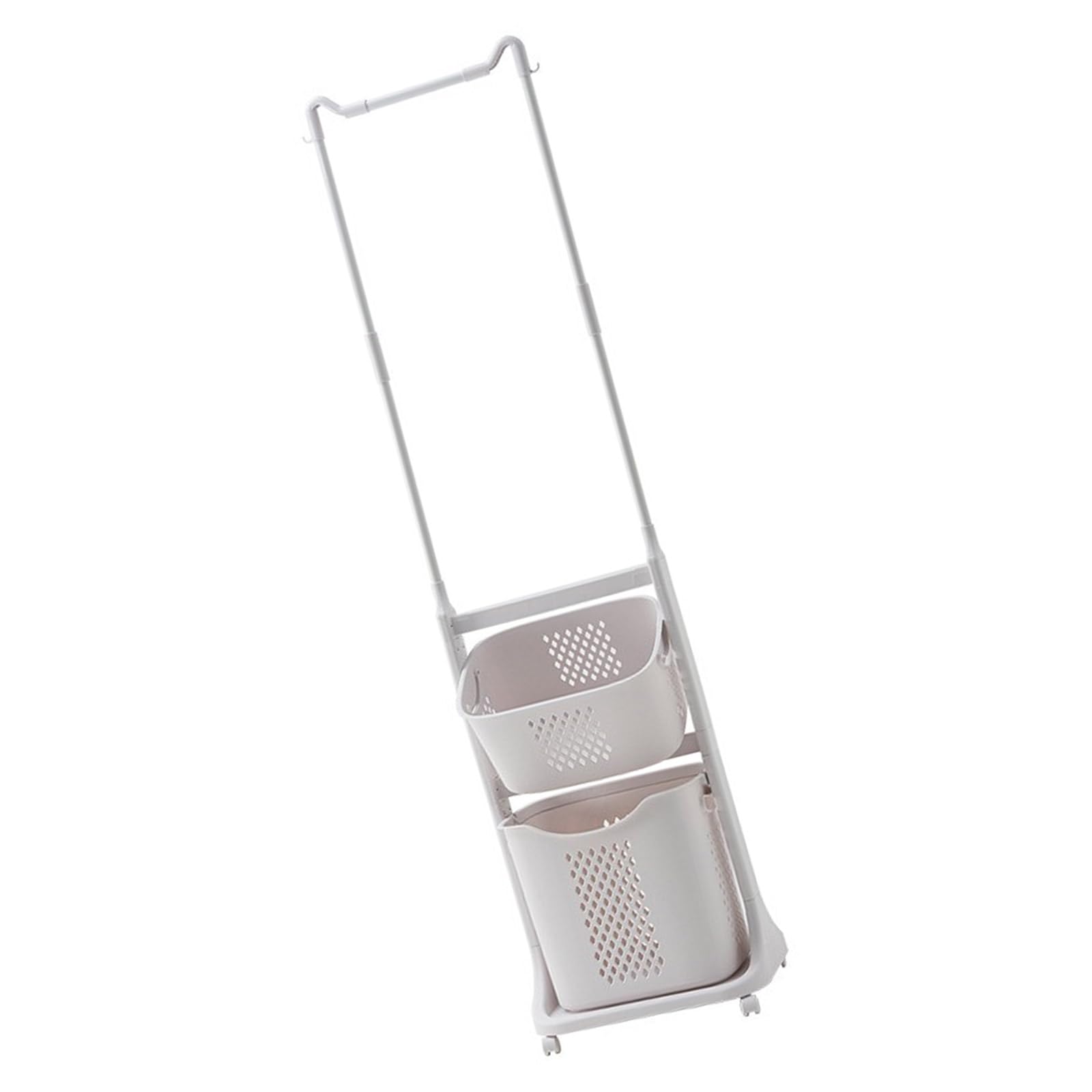 Nucelit Multifunctional Movable Storage Rack with Hanging Designs and Basket Organizers for Clothing and Footwear Supplies Multifunctional Rack