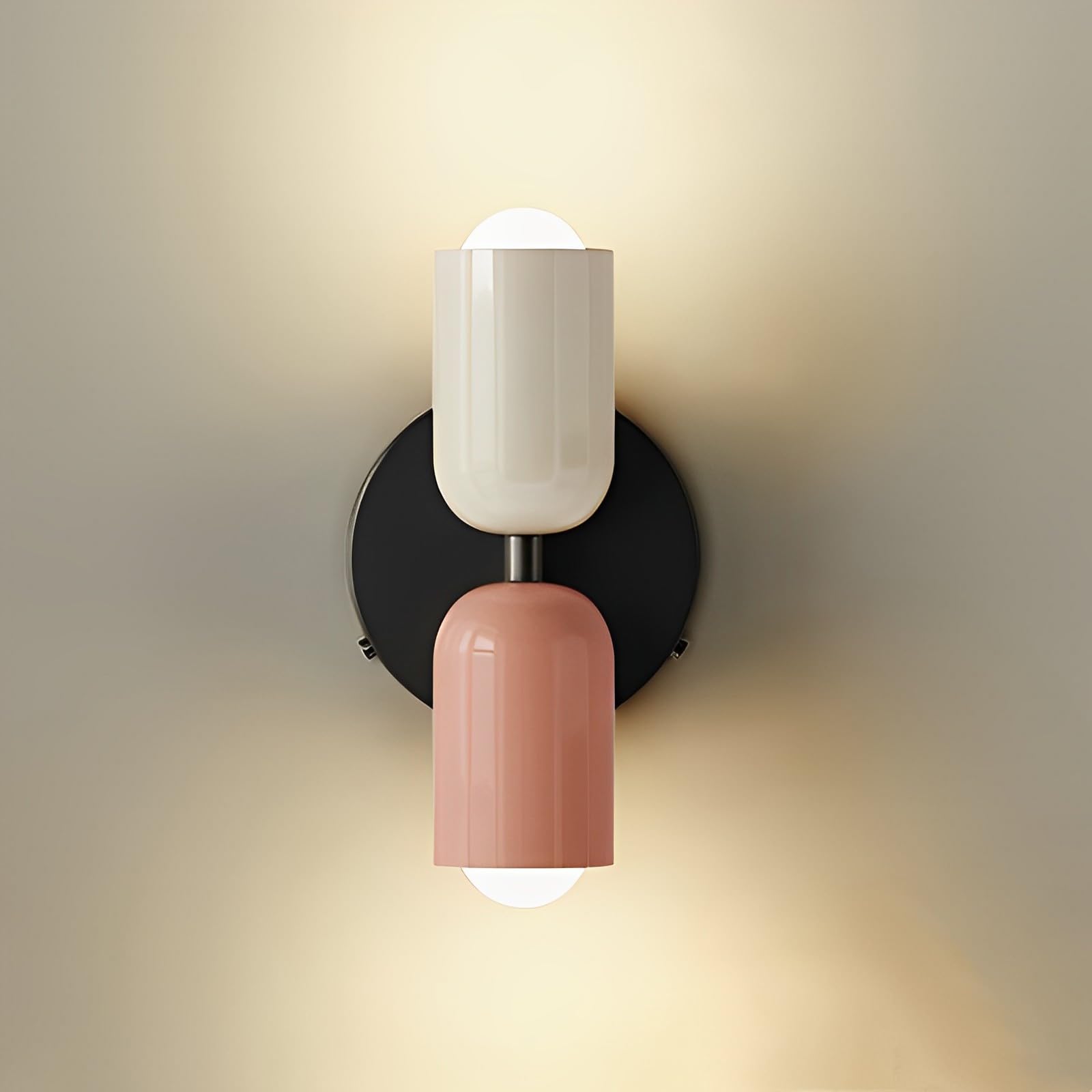 KRUIHAN Lamparas de Pared Modernas Nórdicas,G9 Aplique Pared Interior,Flexo Pared Arriba y Abajo para Baño Dormitorio Sala de Estar Escaleras Pasillo,Crema con Rosa