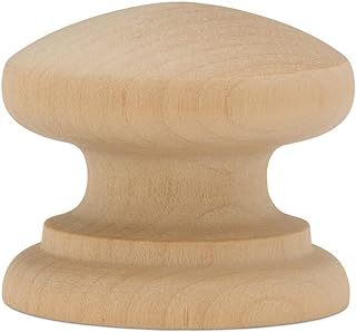 Woodpeckers British Wood Knobs 2 inch, Pack of 25 Unfinished Round Wooden Knobs for Crafts, Dresser Drawers, Cabinets, and Furniture