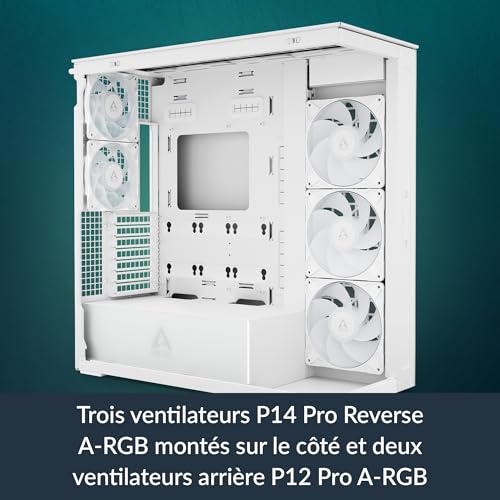 Gabinete para PC ARCTIC Xtender VG Blanco con Cristal Templado y Montaje Vertical de GPU - Torre Completa, Soporte para 2 Radiadores de 420 mm, Compatible con E-ATX, con 5 Ventiladores A-RGB Preinstalados miniatura 4