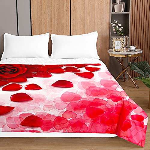 Oduo 3D Microfibra Colcha Bouti Cubrecama Multiusos Suave Verano para Cama de Matrimonio, Lavable Acolchada Edredón Ligero Manta para Todas Las Estaciones (Pétalo de Rosa,230x260cm) Cover
