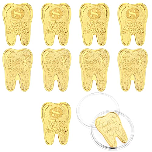 Lote de 10 Monedas de Hada de los Dientes, Regalos de Hada de los Dientes para Niños, Monedas Conmemorativas para Niños que Pierden sus Dientes, Recuerdos de Memoria, Oro