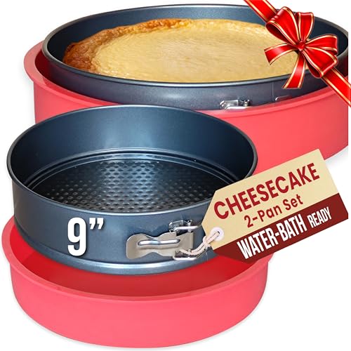Comparison: What Is A 9 Pan 10 Springform Pan 9 Inch NONSTICK - Cheesecake Pan with Silicone Sleeve – NO LEAKS in Water Bath - No Foil Wrap Needed - Easy Cake Release – Sturdy Build - Heavy-Gauge Carbon Steel 0.4 mm