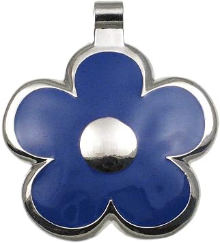 LuckyPet Flower Jewelry Pet ID Tag for Dogs and Cats, Easy to Read Personalized Engraving on Back Side, Small, Blue