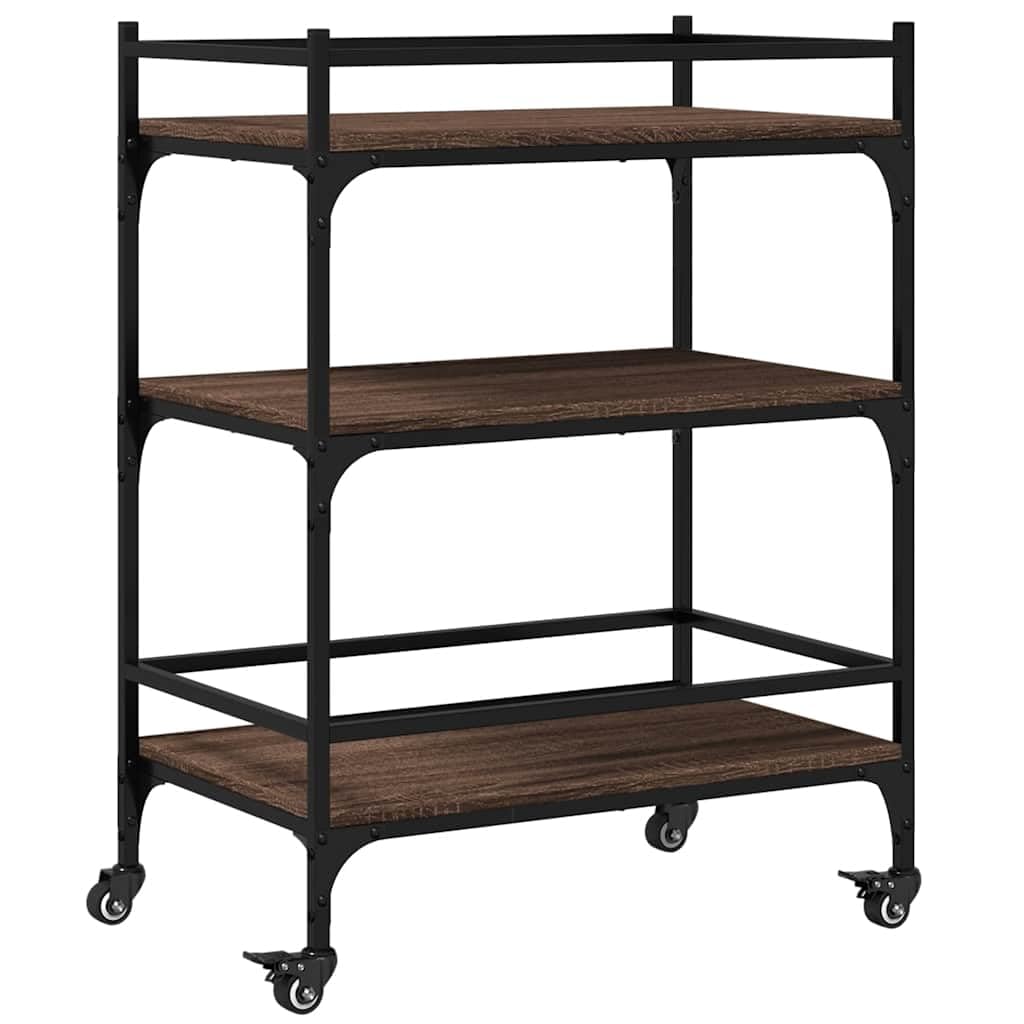 Carrello da cucina in legno di ingegneria marrone, 65 x 40 x 86,5 cm,