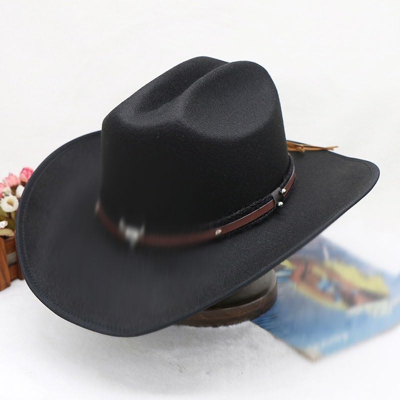 Bull Belt Men's and Women's Imitation Wool Adjustable Western Cowboy Hat Small