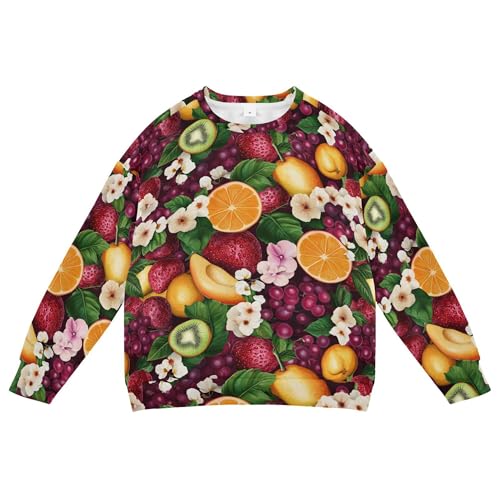 JUNZAN Funny Kumquat Fruit Purple Big Girls Sweatshirts Hoodies Crewneck Hoodie for Boys Party 4T