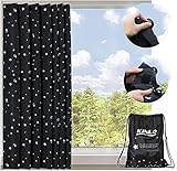 💚 Einstellbar - Vorhanggröße ist 138 * 200 cm (maxi. Fenstergröße). Die Klettverschlüssen sind an der Kante der Rückseite von Vorhang angebracht. Verwenden Sie sie, um die Größe der Vorhänge anzupassen, die an Fenster unterschiedlicher Größe angepasst werden können.