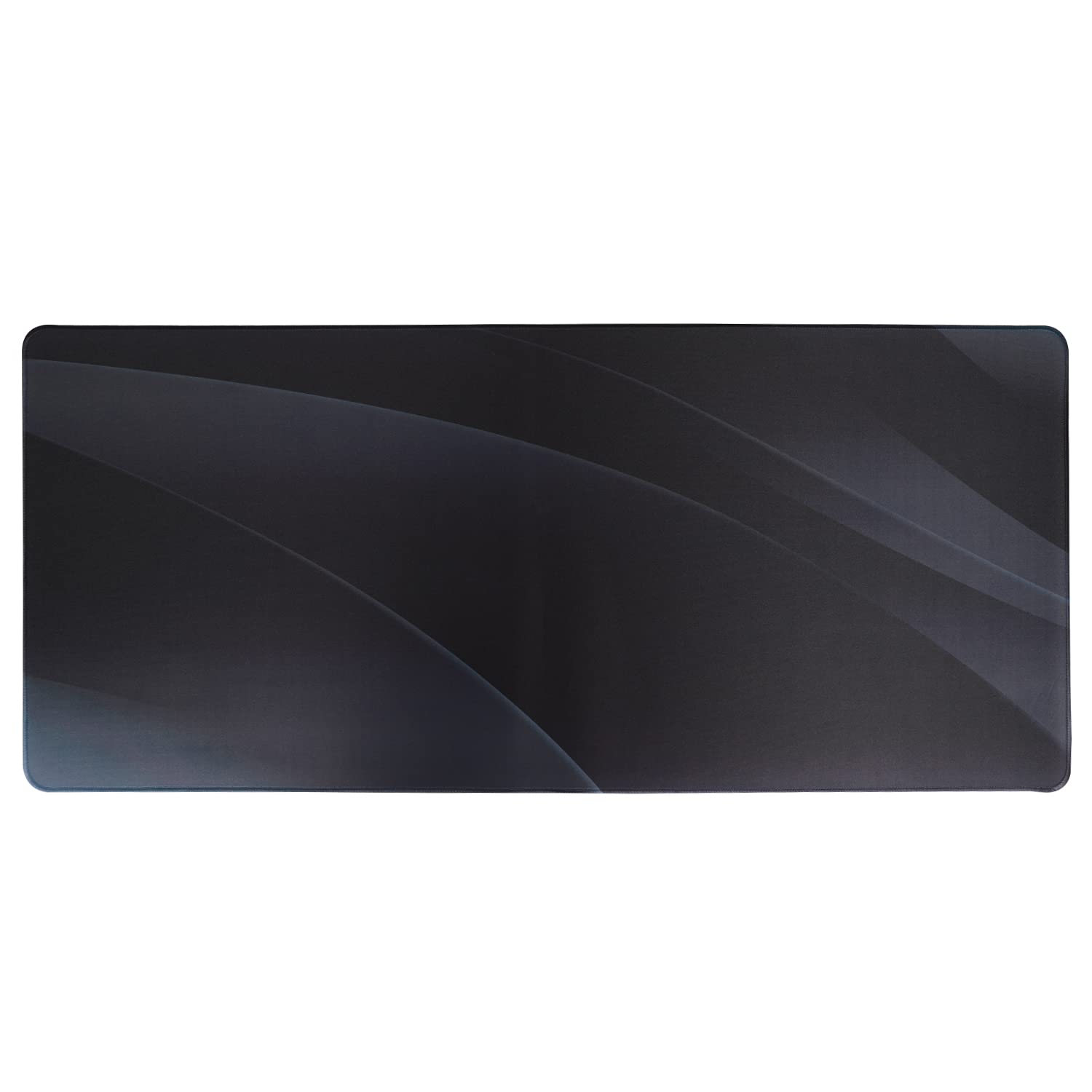 Meffort Inc Extra Large Extended Gaming Desk Mat Non-Slip Rubber Pads Stitched Edges Mouse Pad 35.4 x 15.7 inch Gray Black Swirl