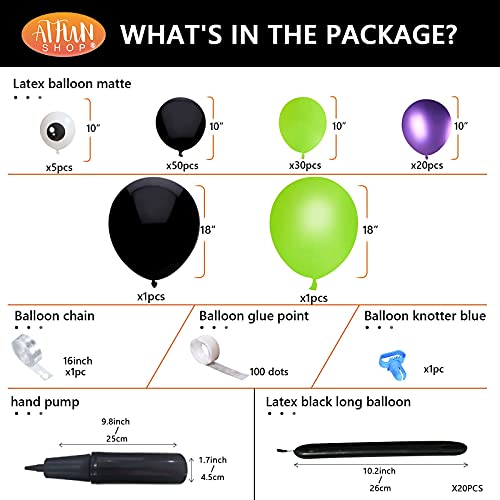 Halloween Balloon Arch Garland Kit 132 Pcs 16 Ft Halloween Balloons With Spider Black Green Purple Latex Balloons Tie Tool Strip Tape For Kids Birthday Party Supplies Halloween Party Decorations #TOP2