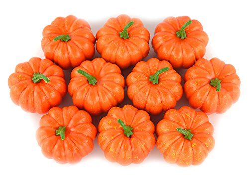 Lot de 10 mini citrouilles artificielles pour décoration de cuisine, Orange Cover