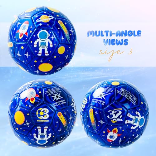 Image of Soccer Ball Size 2 Size 3 Size 4 For Toddlers Kids Ages 1-3 3-8 8-12 - Glitter Unicorn Dinosaur Design - Sports & Outdoors Ball with Pump Deflated - Gift for Girls Boys Children Youth School Birthday