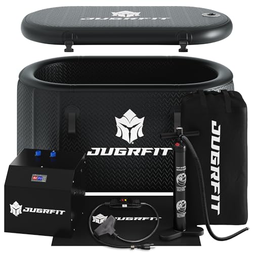 Cold Plunge Tub with Water Chiller – 53”L×32"W, 121 Gal Inflatable, Portable Ice Bath Tub for Outdoor or Indoor Use – 37℉ Chiller, Pump, & Filter – Boost Athletic Recovery, Mood, & Energy with JUGRFIT