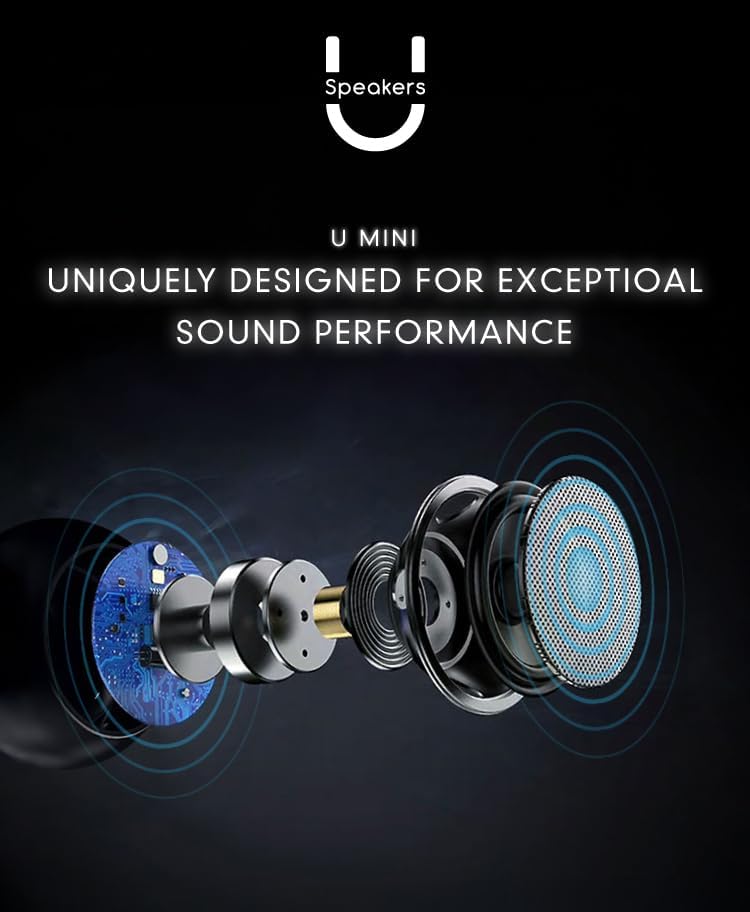 Miniatura 2 de Fashionit U Mini - Pequeño altavoz Bluetooth inalámbrico, micrófono y obturador remoto, altavoces Bluetooth portátiles, sonido rico para el hogar y