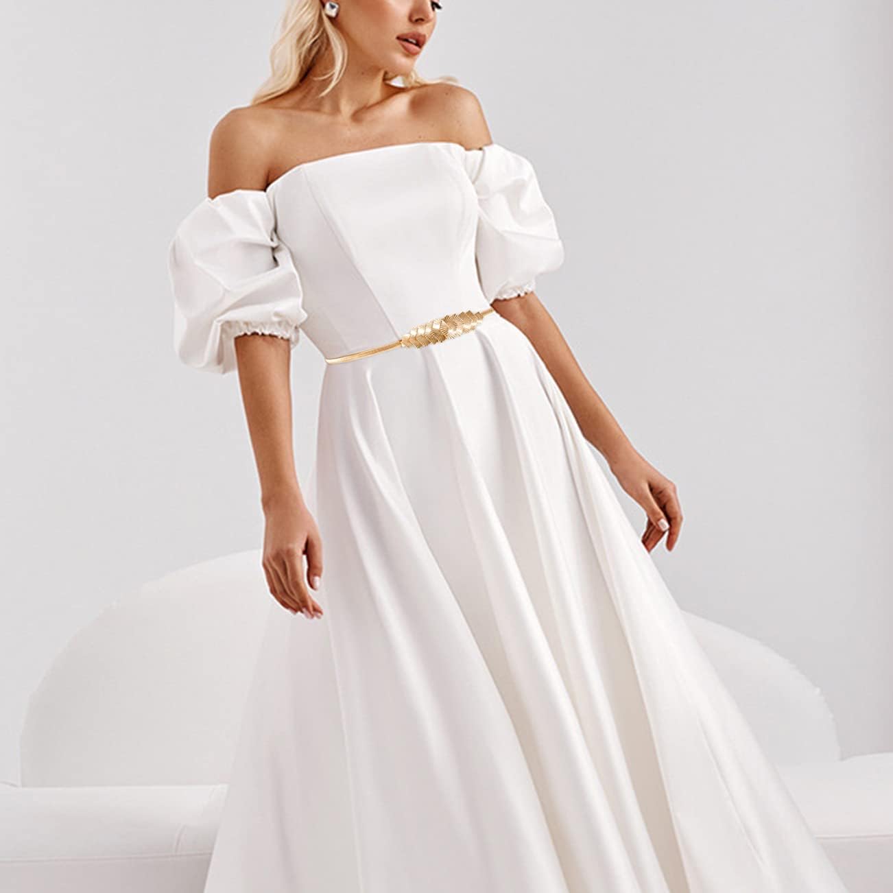 E-Clover Womens Fashion Metal Stretch Waist Skinny Belt Waistband - Image 2