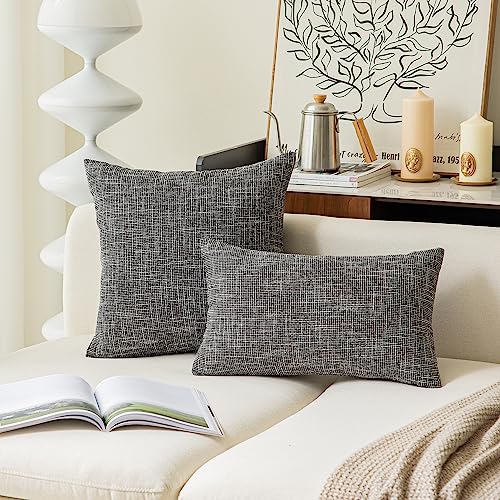 Kevin Textile Soft Solid Lined Linen Pillow Cover Durable Pillowcase Fashion Striped Star Cushion Cover, 66 X 66 Cm, Set Of 2, Black #TOP4