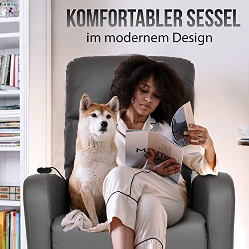 Mendler Fernsehsessel HWC-K62, Sessel Relaxsessel TV-Sessel Liege, Liegefunktion Aufstehhilfe, Metall Kunstleder - grau – Bild 5