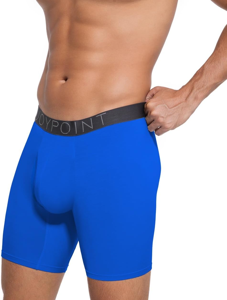 5 Pack Men's Underwear,Rayon Made From Bamboo Boxer Briefs,Ultra Soft Breathable,No Riding Up Long Leg - Image 3